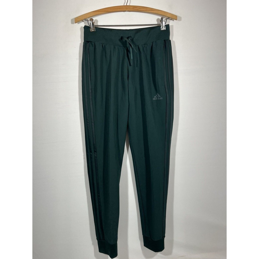 Adidas Womens XS Leggings Green Three Stripe Athletic Activewear Sport